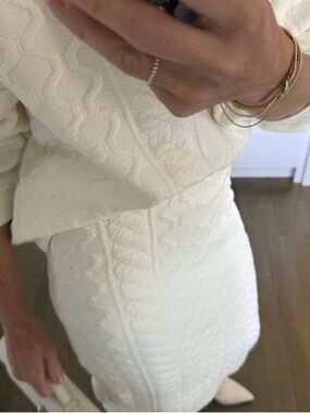 Zara Cream Textured Midi Skirt